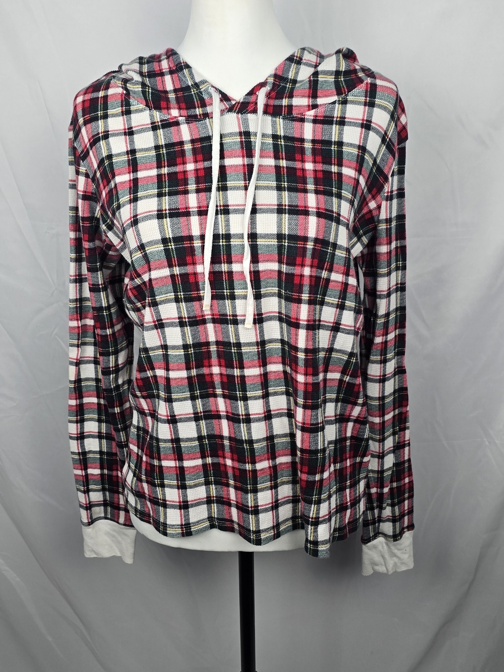 Victoria's Secret Christmas Plaid Hooded Sleep Top Size Medium
